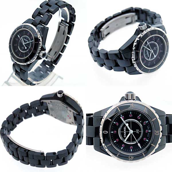 シャネル CHANEL J12 黒セラミック 12Pルビー H1634 レディース
