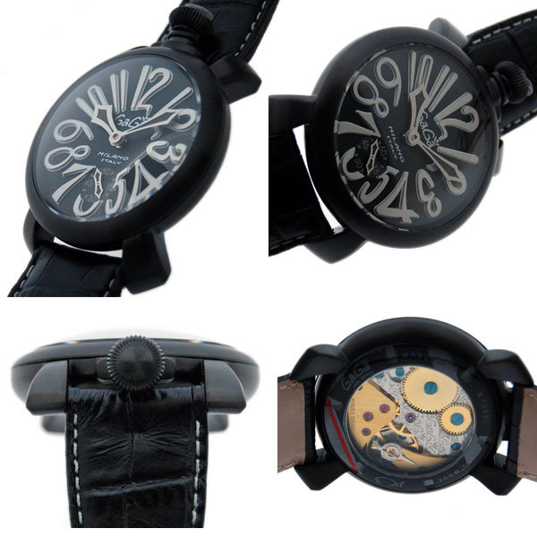 ガガミラノ GAGA MILANO マニュアル 48mm 5012.06S PVD ブラック 手
