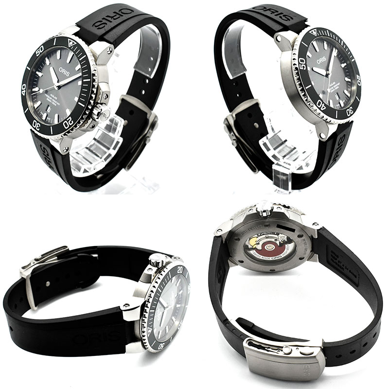 オリス ORIS アクイス チタニウム デイト 733 7730 7153R 43.5mm グレー USED 中古
