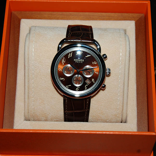 エルメス　HERMES　アルソー　クロノグラフ　AR4.910　メンズ　自動巻　ブラウン　未使用