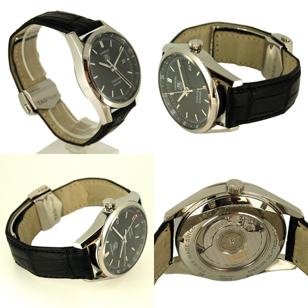 タグホイヤー Heuer カレラ ツインタイム Wv2115 Fc6180 黒 自動巻 Gmt 革ベルト 39mm Used 中古 Zetton ゼットン タグホイヤー Heuer カレラ ツインタイム Wv2115 Fc6180 黒 自動巻 Gmt 革ベルト 39mm Used 中古 Zetton ゼットン
