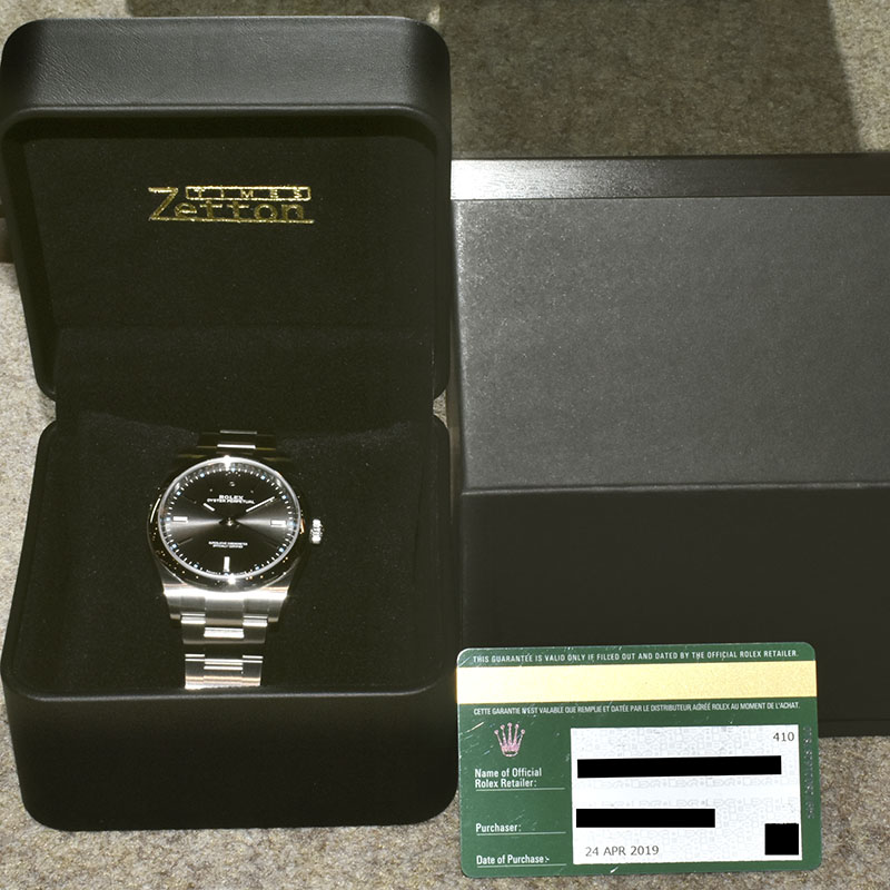 ROLEXオイスターパーペチュアル39ダークロジウム文字盤
