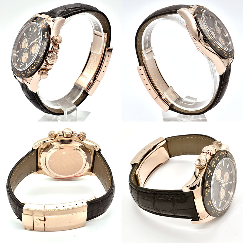 ロレックス　ROLEX　デイトナ　Ref.116515LN　18KERG　40mm　ブラック/ピンク　革ベルト　ランダム番　USED　中古
